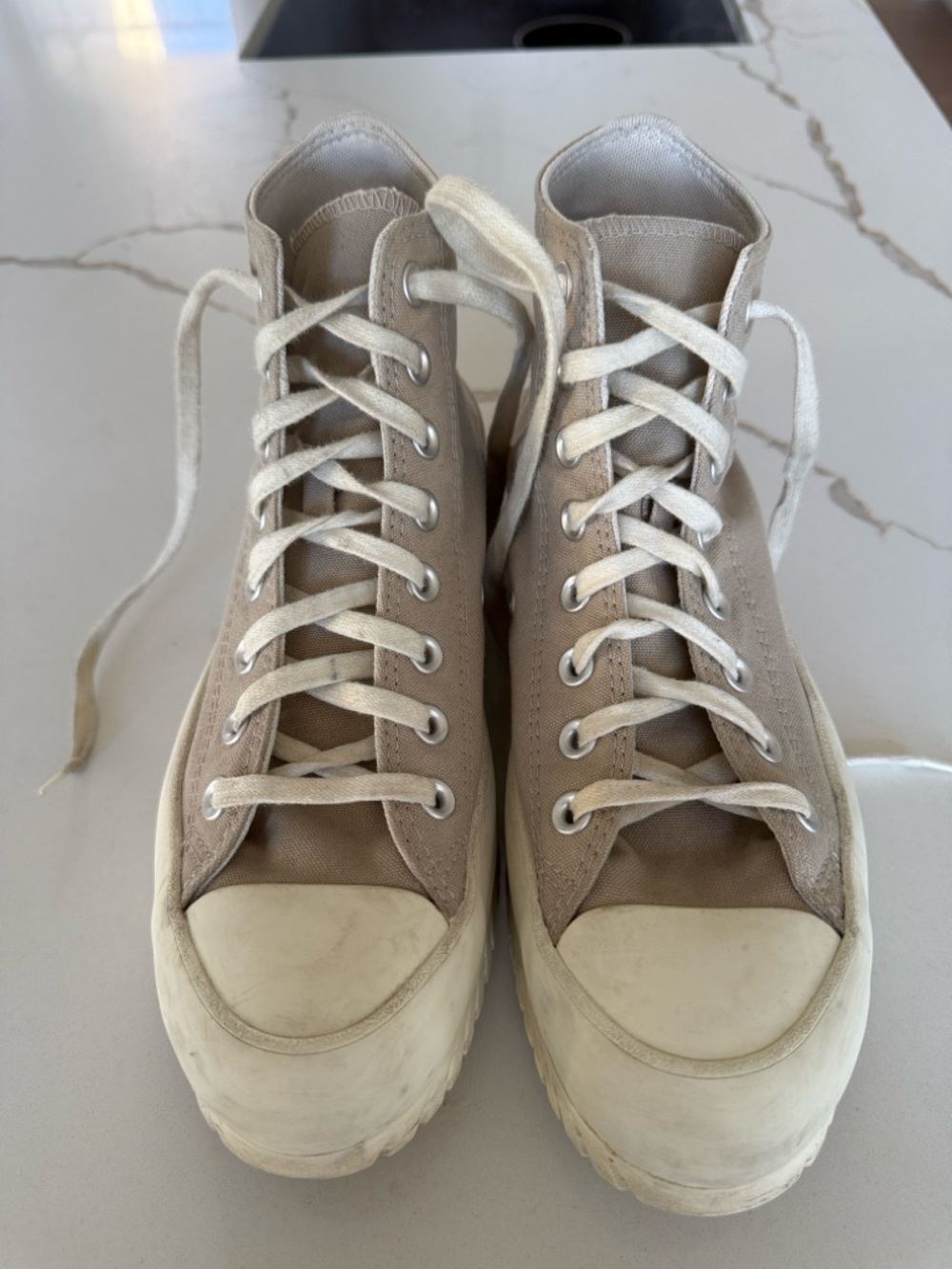 Converse Men’s or women's High-Top Canvas Sneakers in Beige and Off-White
